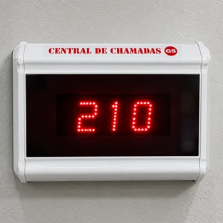 Central de chamadas hospitalar digital com display LED de 3 dígitos e alerta sonoro