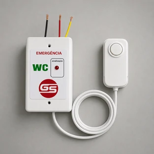 Estação de chamada de emergência para sanitários hospitalares adaptados WC com botão pera e led de sinalização
